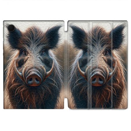 Housse Smart Cover Pour Samsung Galaxy Tab A9 Chasse Sanglier Attaque