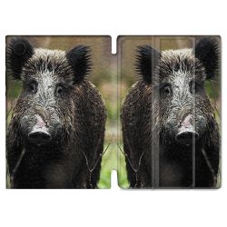 Housse Smart Cover Pour Samsung Galaxy Tab A9 Chasse Sanglier bois