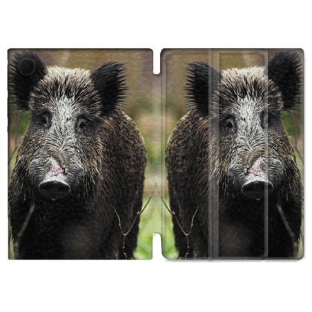 Housse Smart Cover Pour Samsung Galaxy Tab A9 Chasse Sanglier bois