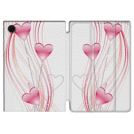 Housse Smart Cover Pour Samsung Galaxy Tab A9 Plus Amour Coeur Rose Montant sur Blanc