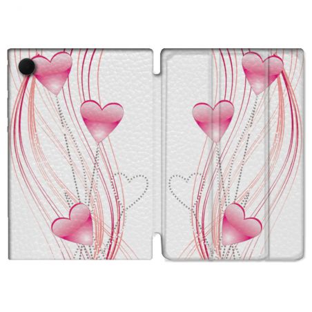 Housse Smart Cover Pour Samsung Galaxy Tab A9 Plus Amour Coeur Rose Montant sur Blanc