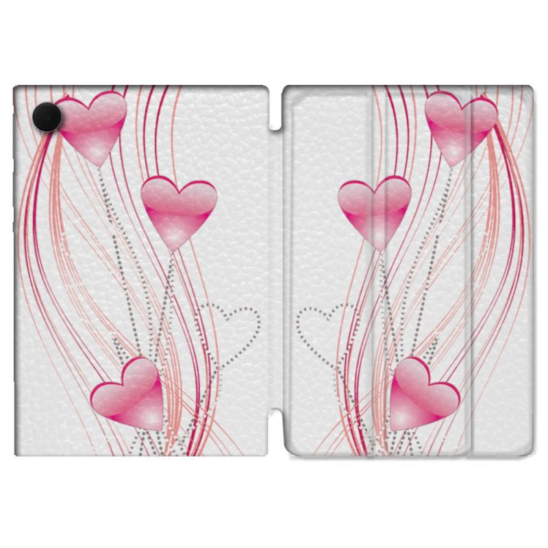 Housse Smart Cover Pour Samsung Galaxy Tab A9 Plus Amour Coeur Rose Montant sur Blanc