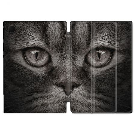 Housse Smart Cover Pour Samsung Galaxy Tab A9 Plus Animal Chat Gris
