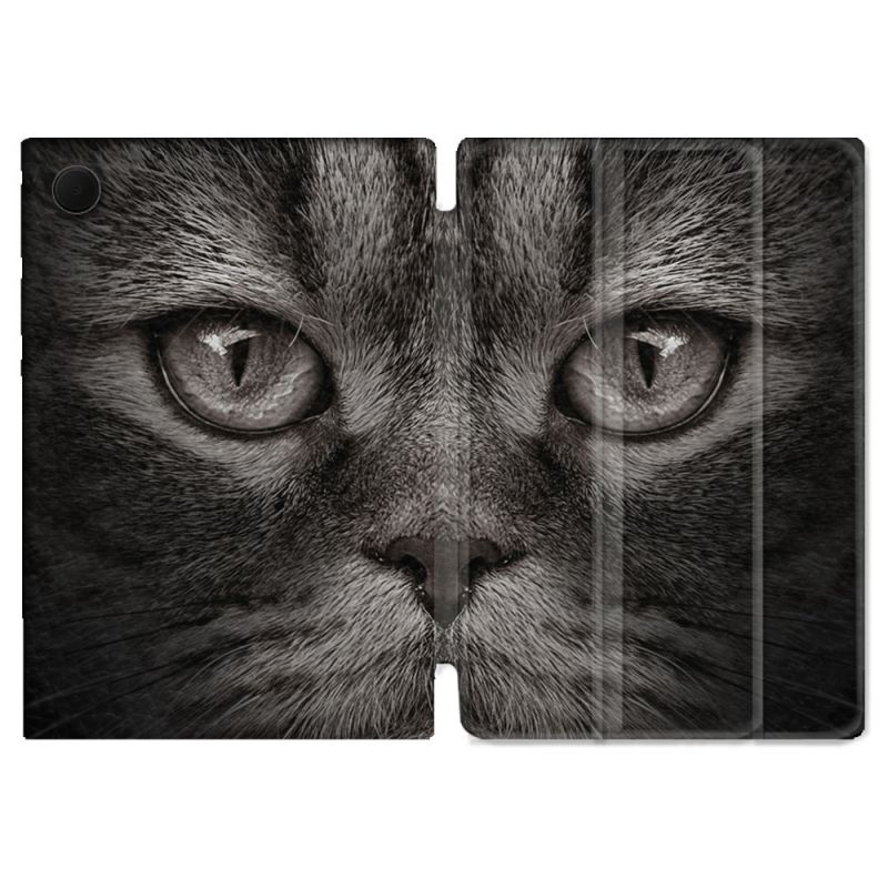 Housse Smart Cover Pour Samsung Galaxy Tab A9 Plus Animal Chat Gris