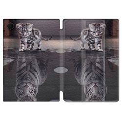 Housse Smart Cover Pour Samsung Galaxy Tab A9 Plus Animal Chat Reflet