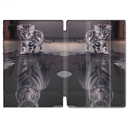 Housse Smart Cover Pour Samsung Galaxy Tab A9 Plus Animal Chat Reflet