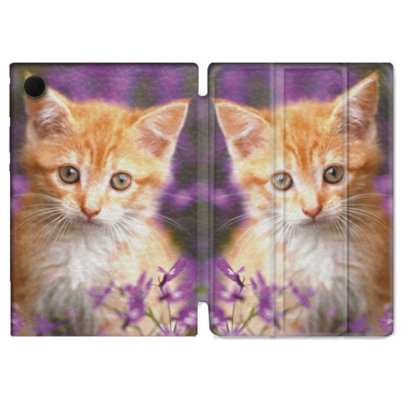 Housse Smart Cover Pour Samsung Galaxy Tab A9 Plus Animal Chat Violet