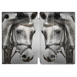 Housse Smart Cover Pour Samsung Galaxy Tab A9 Plus Animal Cheval Blanc