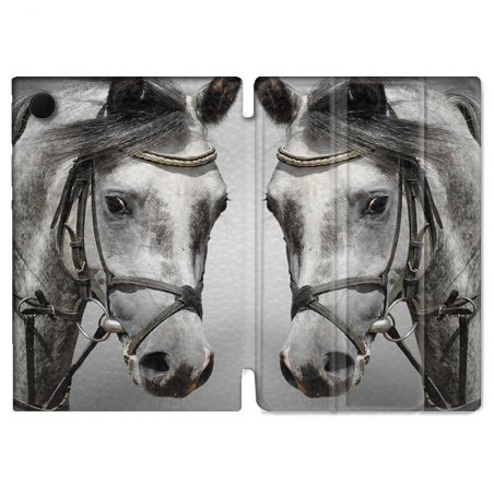 Housse Smart Cover Pour Samsung Galaxy Tab A9 Plus Animal Cheval Blanc