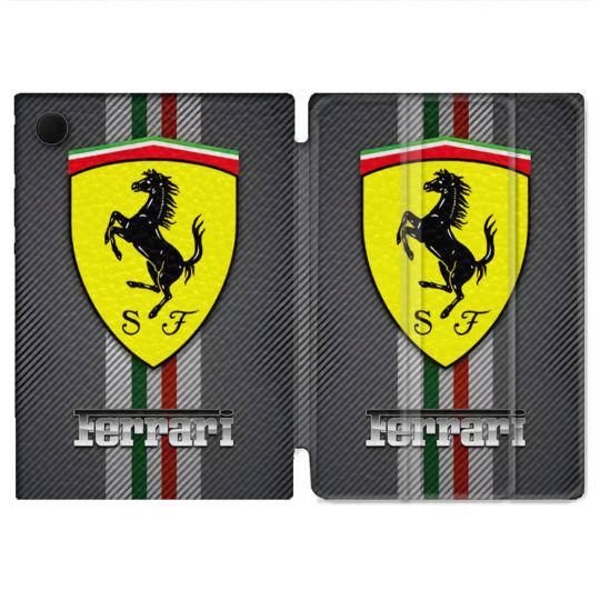 Housse Smart Cover Pour Samsung Galaxy Tab A9 Ferrari Carbone