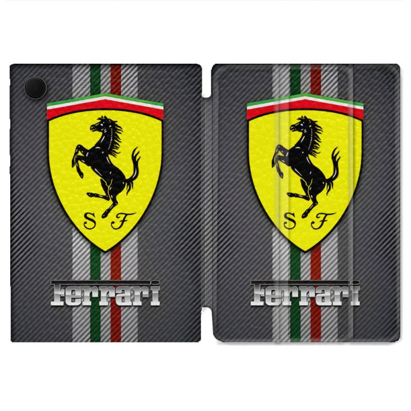 Housse Smart Cover Pour Samsung Galaxy Tab A9 Ferrari Carbone