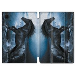 Housse Smart Cover Pour Samsung Galaxy Tab A9 Plus Animal Cheval Noir