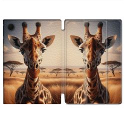 Housse Smart Cover Pour Samsung Galaxy Tab A9 Plus Animal Girafe Savane