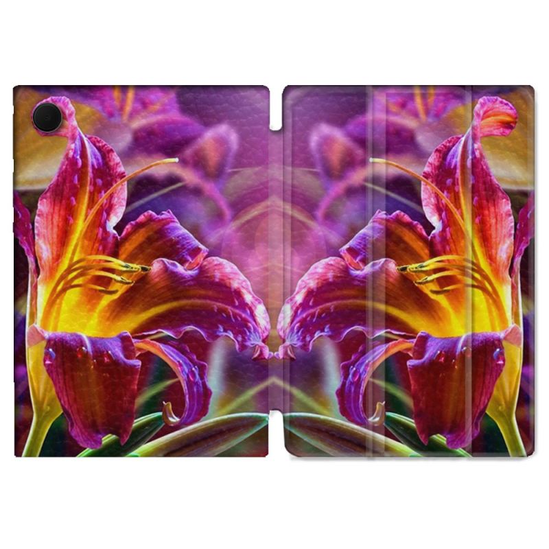 Housse Smart Cover Pour Samsung Galaxy Tab A9 Fleur Lys Color