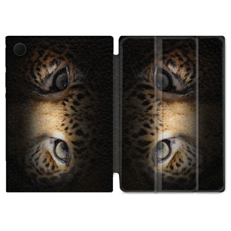 Housse Smart Cover Pour Samsung Galaxy Tab A9 Plus Animal Leopard Yeux