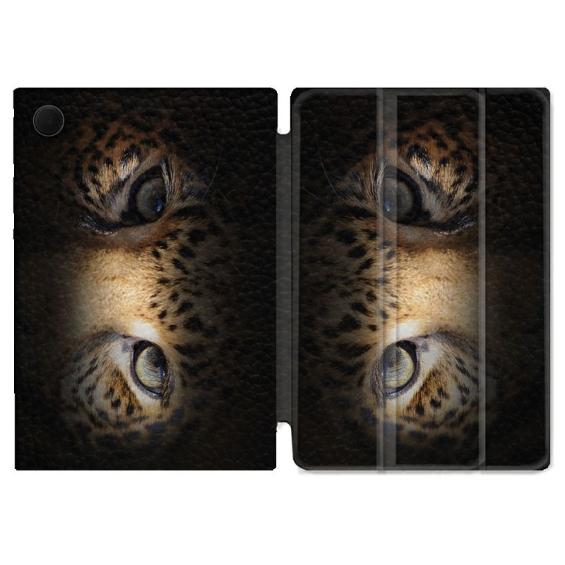 Housse Smart Cover Pour Samsung Galaxy Tab A9 Plus Animal Leopard Yeux