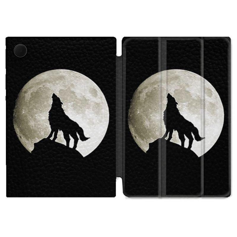Housse Smart Cover Pour Samsung Galaxy Tab A9 Plus Animal Loup Noir