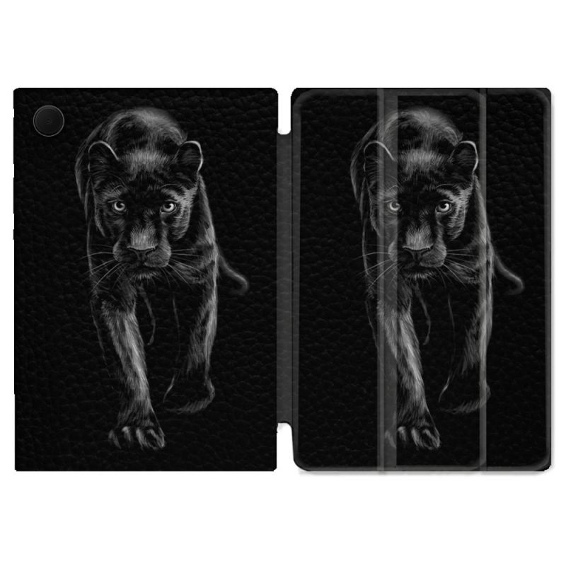 Housse Smart Cover Pour Samsung Galaxy Tab A9 Plus Animal Panthère Noire