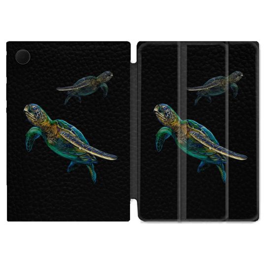 Housse Smart Cover Pour Samsung Galaxy Tab A9 Plus Animal Tortue Noire multicolore