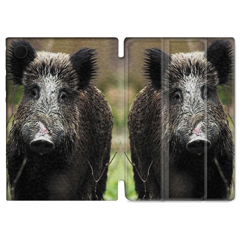 Housse Smart Cover Pour Samsung Galaxy Tab A9 Plus Chasse Sanglier bois