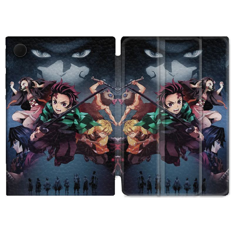 Housse Smart Cover Pour Samsung Galaxy Tab A9 Manga Demon Slayer Noir