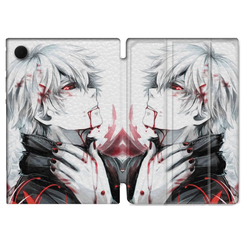 Housse Smart Cover Pour Samsung Galaxy Tab A9 Manga Tokyo Ghoul Kaneki Blanc