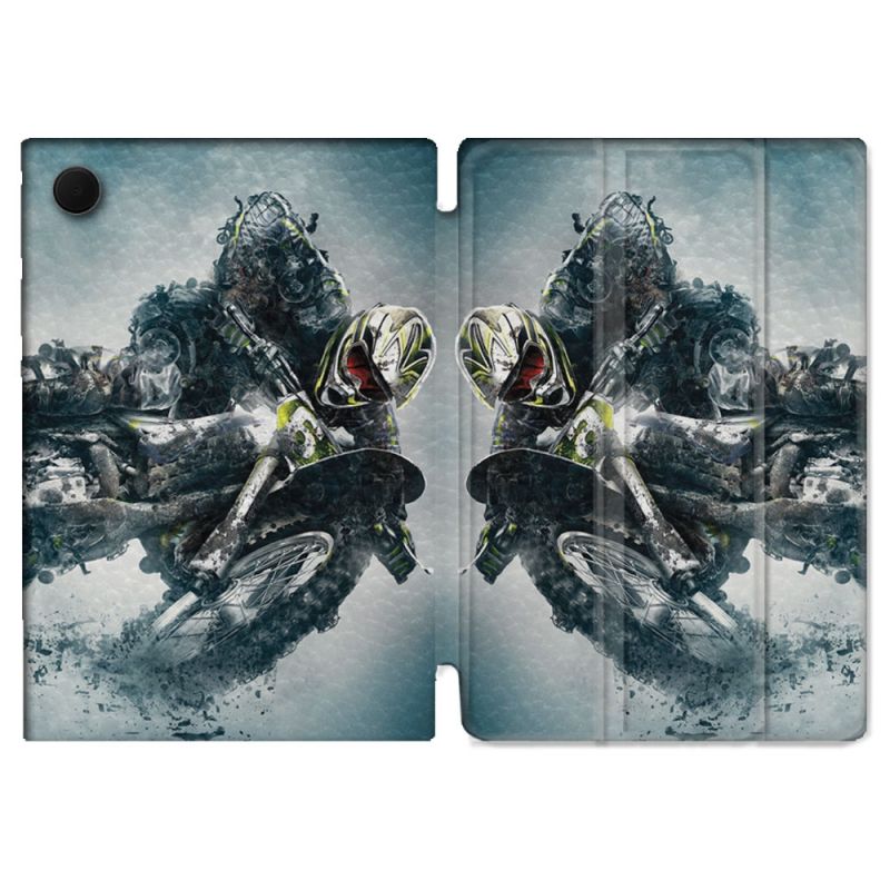 Housse Smart Cover Pour Samsung Galaxy Tab A9 Plus Moto Cross Ombre