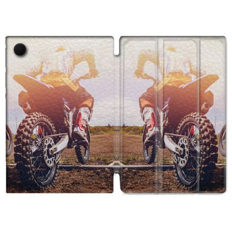Housse Smart Cover Pour Samsung Galaxy Tab A9 Plus Moto Cross Soleil
