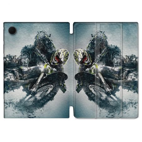 Housse Smart Cover Pour Samsung Galaxy Tab A9 Moto Cross Ombre