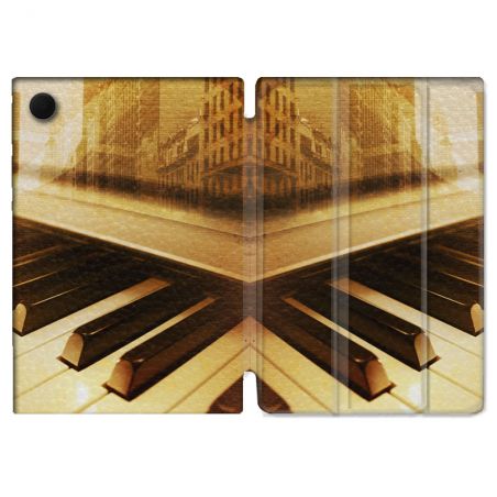 Housse Smart Cover Pour Samsung Galaxy Tab A9 Musique Piano Retro