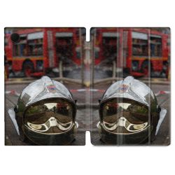 Housse Smart Cover Pour Samsung Galaxy Tab A9 Pompier Casque Camion