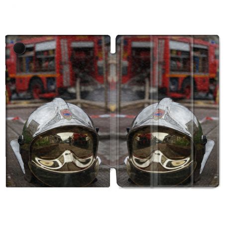 Housse Smart Cover Pour Samsung Galaxy Tab A9 Pompier Casque Camion