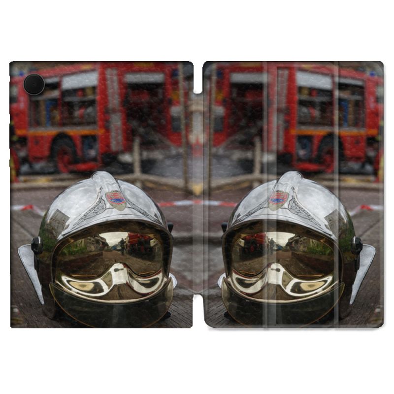 Housse Smart Cover Pour Samsung Galaxy Tab A9 Pompier Casque Camion