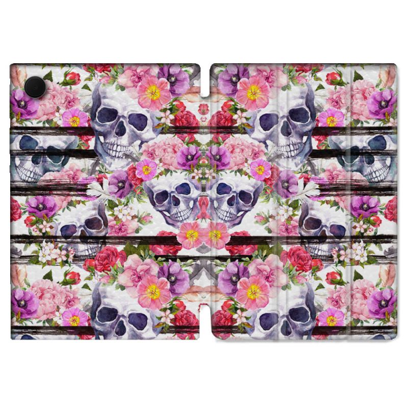 Housse Smart Cover Pour Samsung Galaxy Tab A9 Tete de Mort Pattern