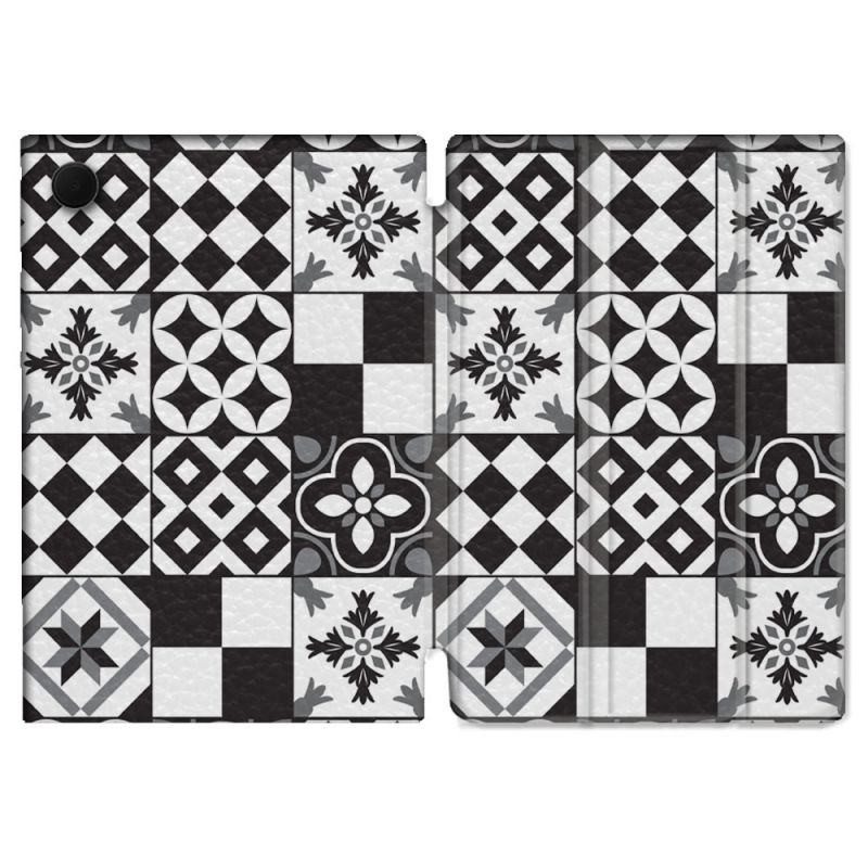 Housse Smart Cover Pour Samsung Galaxy Tab A9 Texture Carreau Ciment Noir