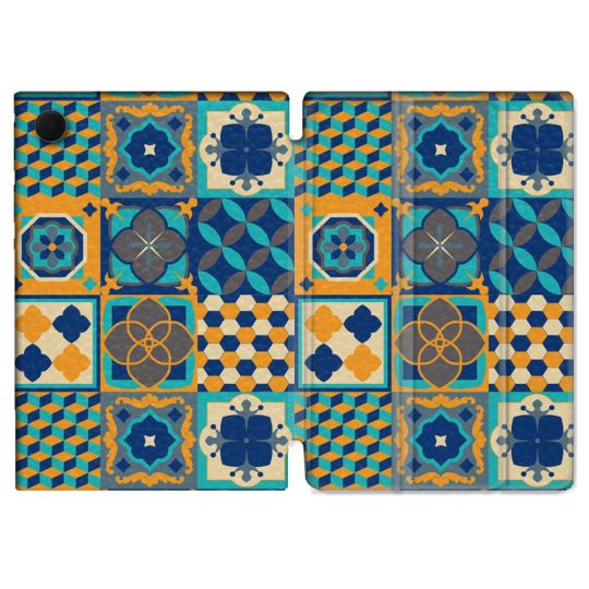 Housse Smart Cover Pour Samsung Galaxy Tab A9 Texture Carreau Ciment Orange