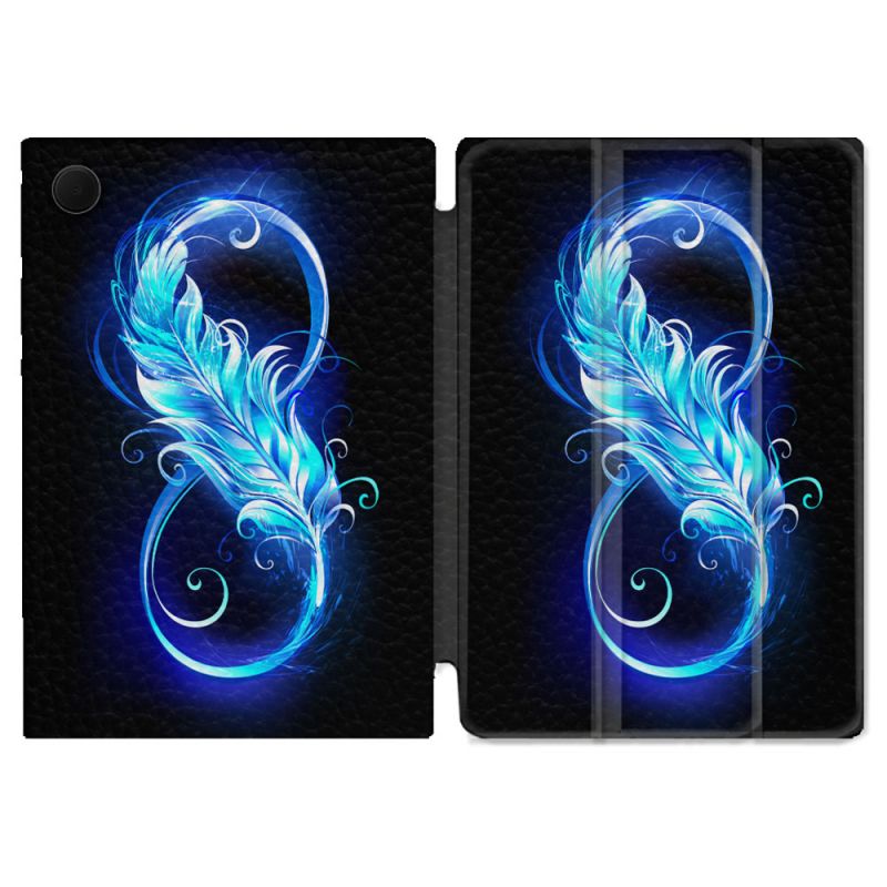Housse Smart Cover Pour Samsung Galaxy Tab A9 Texture Plume Infini Bleu