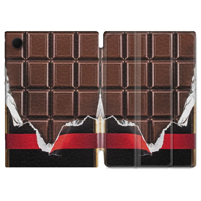 Housse Smart Cover Pour Samsung Galaxy Tab A9 Plus Texture Trompe Oeil Chocolat