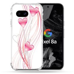 Coque Renforcée Pour Google Pixel 8A Amour Coeur Rose Montant sur Blanc