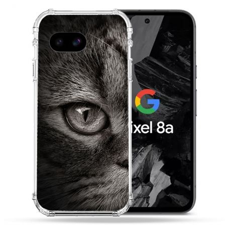 Coque Renforcée Pour Google Pixel 8A Animal Chat Gris