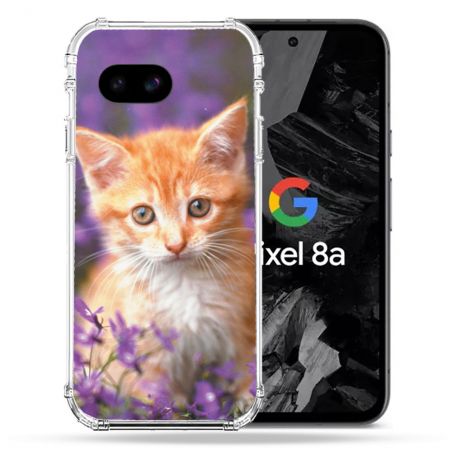 Coque Renforcée Pour Google Pixel 8A Animal Chat Violet