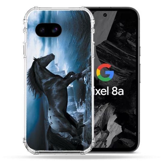 Coque Renforcée Pour Google Pixel 8A Animal Cheval Noir