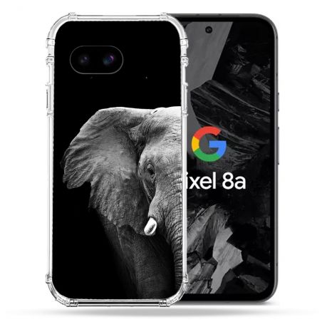 Coque Renforcée Pour Google Pixel 8A Animal Elephant Noir