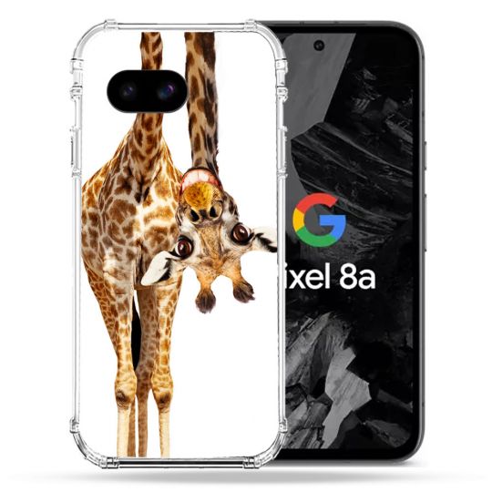 Coque Renforcée Pour Google Pixel 8A Animal Girafe Blanche