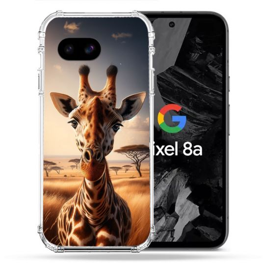 Coque Renforcée Pour Google Pixel 8A Animal Girafe Savane