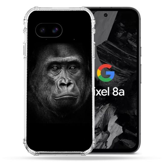 Coque Renforcée Pour Google Pixel 8A Animal Gorille Noir