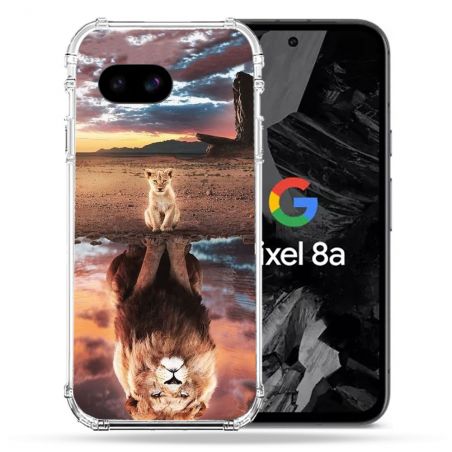 Coque Renforcée Pour Google Pixel 8A Animal Lion Reflet