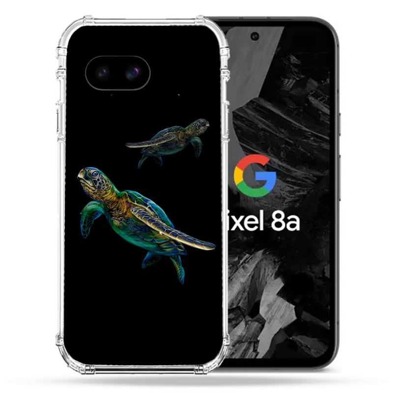 Coque Renforcée Pour Google Pixel 8A Animal Tortue Noire multicolore