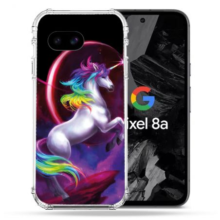 Coque Renforcée Pour Google Pixel 8A Fantastique Licorne Arc en ciel