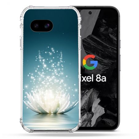 Coque Renforcée Pour Google Pixel 8A Fleur Lotus Blanc